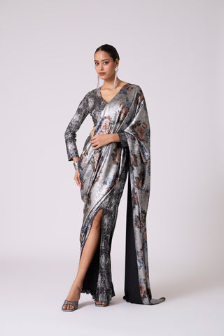 Eliza Saree - Black & Silver