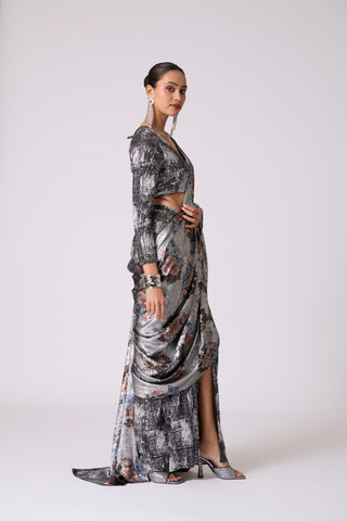 Eliza Saree - Black & Silver