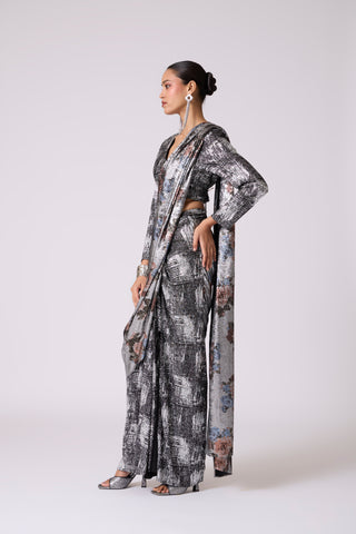 Eliza Saree - Black & Silver