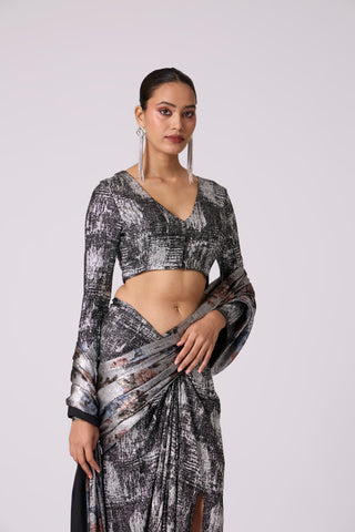 Eliza Saree - Black & Silver