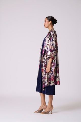 Simone Overlay Dress - Metallic Black & Navy