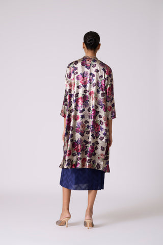 Simone Overlay Dress - Metallic Black & Navy