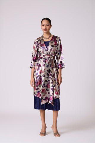 Simone Overlay Dress - Metallic Black & Navy