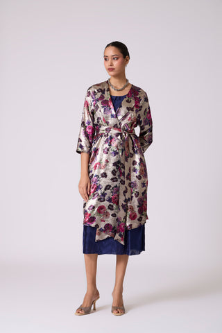 Simone Overlay Dress - Metallic Black & Navy
