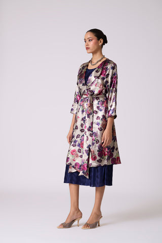 Simone Overlay Dress - Metallic Black & Navy