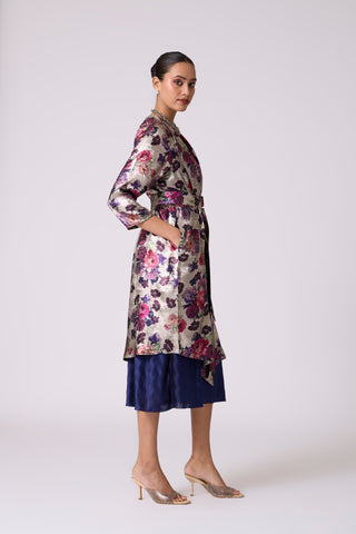 Simone Overlay Dress - Metallic Black & Navy