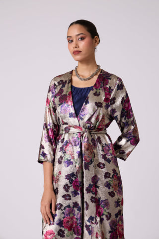 Simone Overlay Dress - Metallic Black & Navy