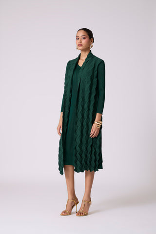 Paula Textured Overlay Dress - Green