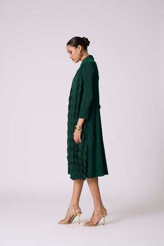 Paula Textured Overlay Dress - Green