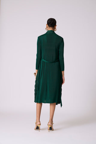 Paula Textured Overlay Dress - Green
