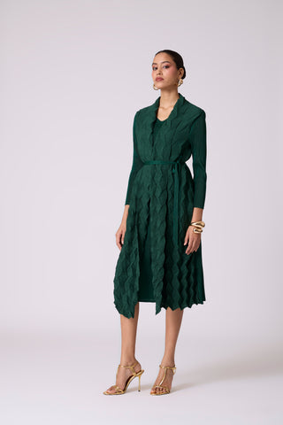Paula Textured Overlay Dress - Green