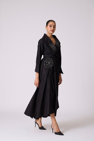 Zora Applique Dress - Black