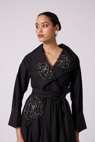 Zora Applique Dress - Black