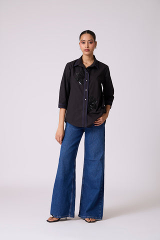 Lucien Applique Shirt - Black