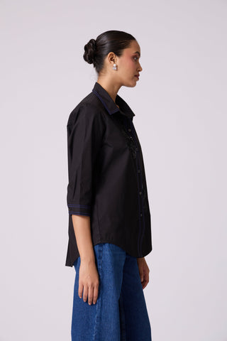 Lucien Applique Shirt - Black