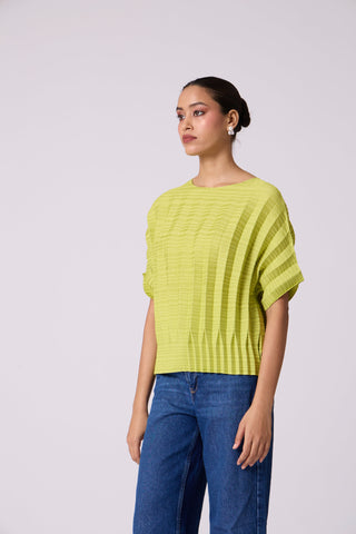Ryna 3D Pleat Top - Apple Green