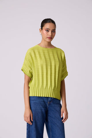 Ryna 3D Pleat Top - Apple Green