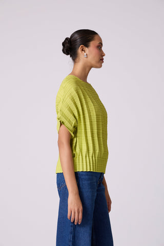 Ryna 3D Pleat Top - Apple Green