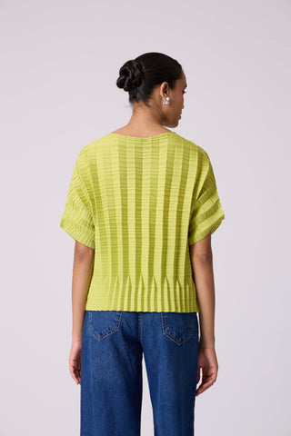 Ryna 3D Pleat Top - Apple Green