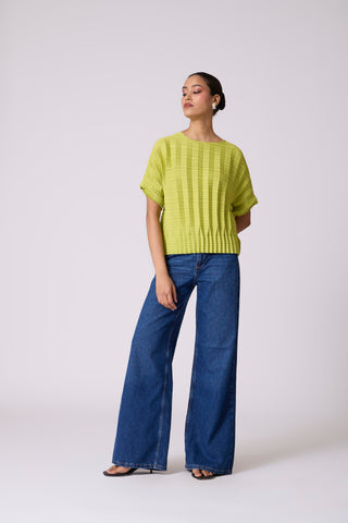 Ryna 3D Pleat Top - Apple Green