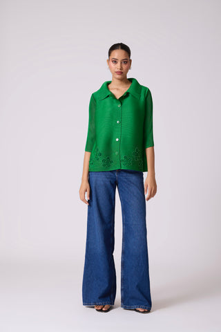 Edith Cutwork Shirt - Green