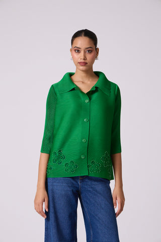 Edith Cutwork Shirt - Green