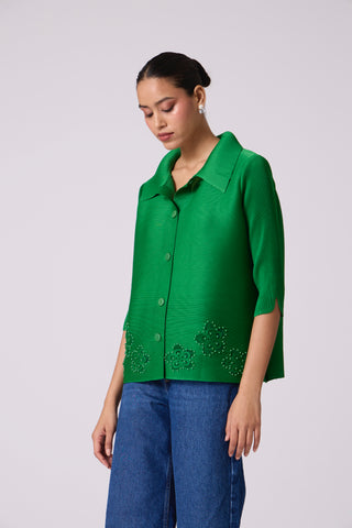 Edith Cutwork Shirt - Green