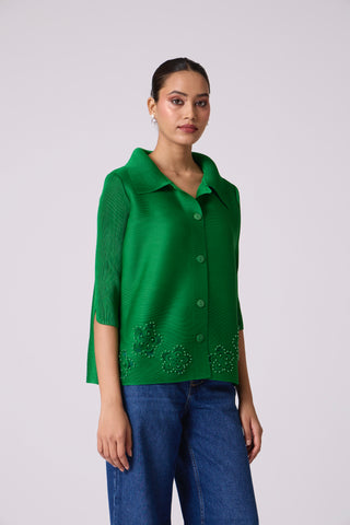 Edith Cutwork Shirt - Green