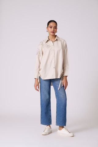 Ian Applique Shirt - Sand
