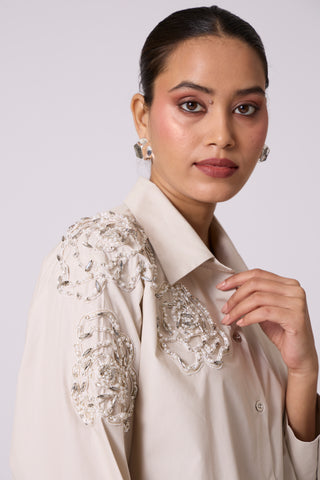 Ian Applique Shirt - Sand