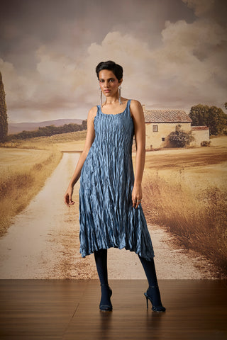Willa Crush Dress - Steel Blue