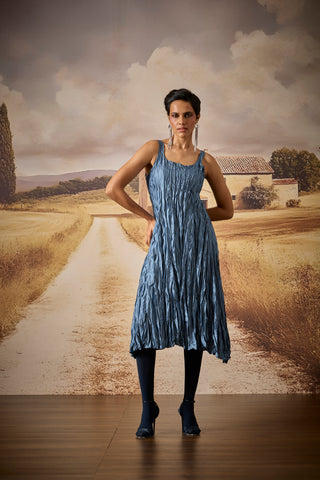Willa Crush Dress - Steel Blue