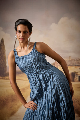Willa Crush Dress - Steel Blue