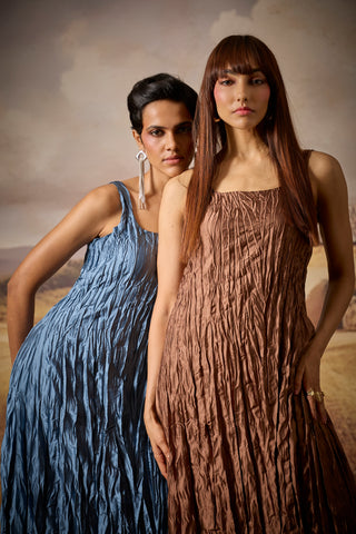 Willa Crush Dress - Golden Brown