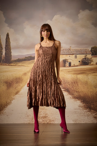 Willa Crush Dress - Golden Brown