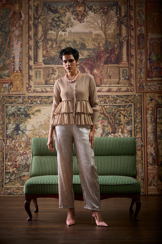 Tia Ruffle Top - Light Taupe