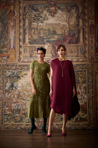 Lanna Drape Dress - Burgundy