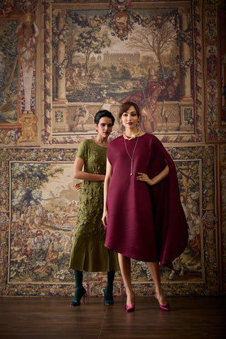 Lanna Drape Dress - Burgundy