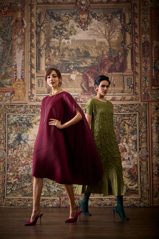 Lanna Drape Dress - Burgundy