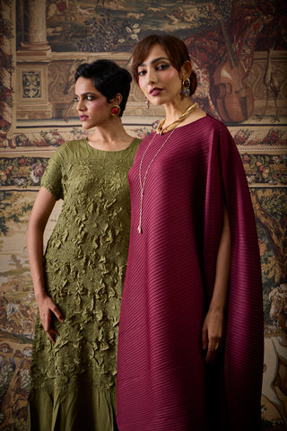 Lanna Drape Dress - Burgundy