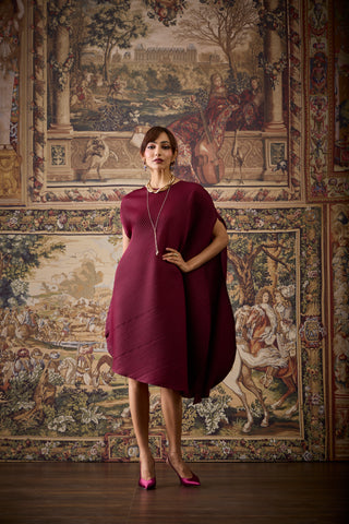 Lanna Drape Dress - Burgundy