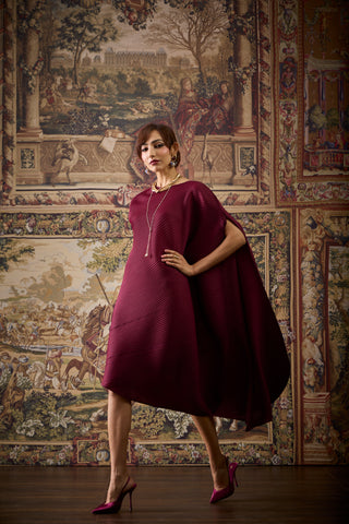 Lanna Drape Dress - Burgundy