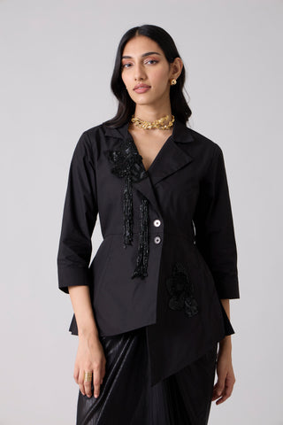 Atrina Applique Jacket - Black