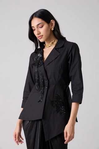 Atrina Applique Jacket - Black