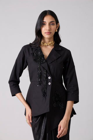 Atrina Applique Jacket - Black