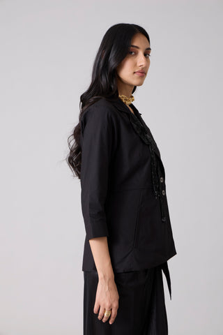 Atrina Applique Jacket - Black