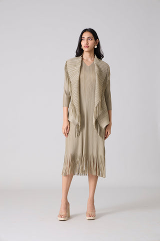 Sasha Fringe Dress - Oyster