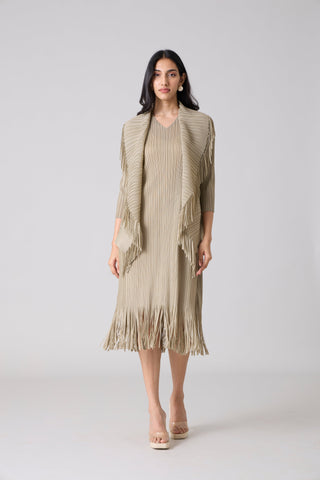 Sasha Fringe Dress - Oyster