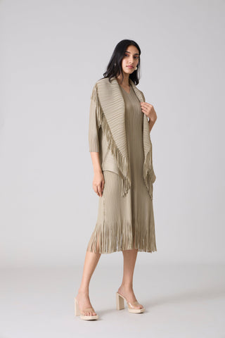 Sasha Fringe Dress - Oyster