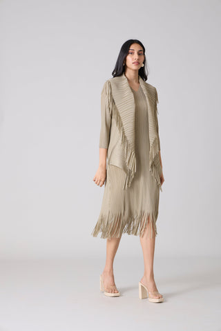 Sasha Fringe Dress - Oyster